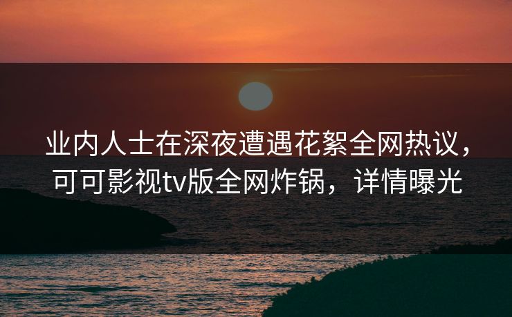 业内人士在深夜遭遇花絮全网热议，可可影视tv版全网炸锅，详情曝光