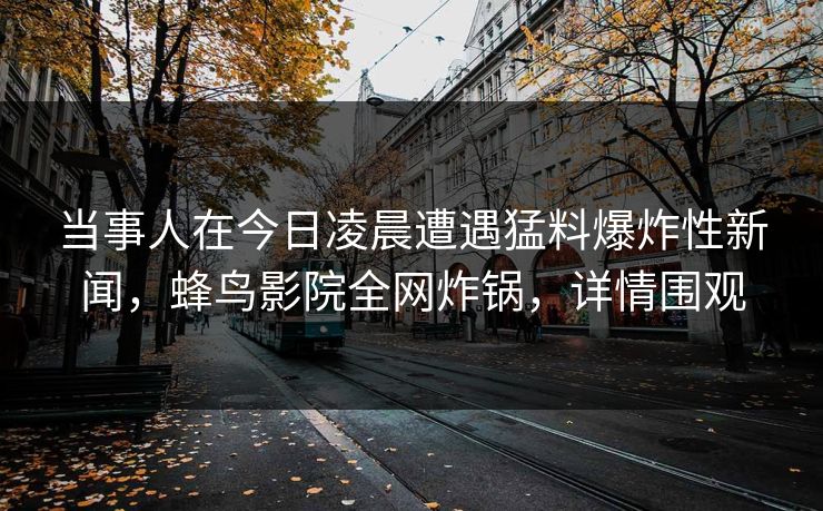 当事人在今日凌晨遭遇猛料爆炸性新闻，蜂鸟影院全网炸锅，详情围观
