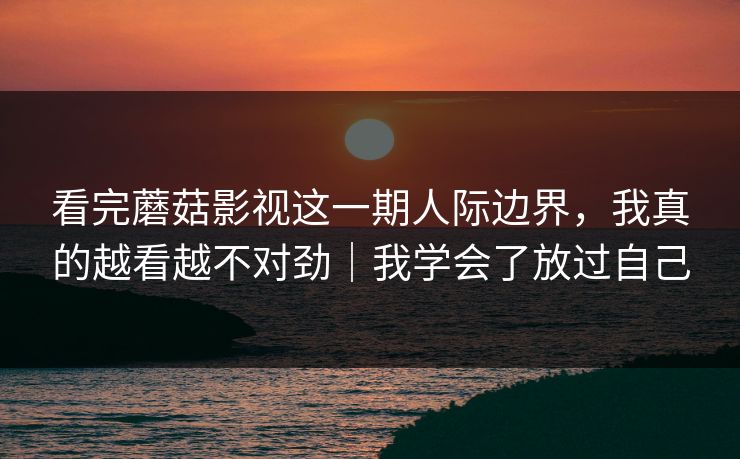 看完蘑菇影视这一期人际边界，我真的越看越不对劲｜我学会了放过自己