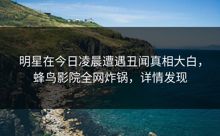 明星在今日凌晨遭遇丑闻真相大白,蜂鸟影院全网炸锅,详情发现 明星在今日凌晨遭遇丑闻真相大白,蜂鸟影院全网炸锅,详情发现
